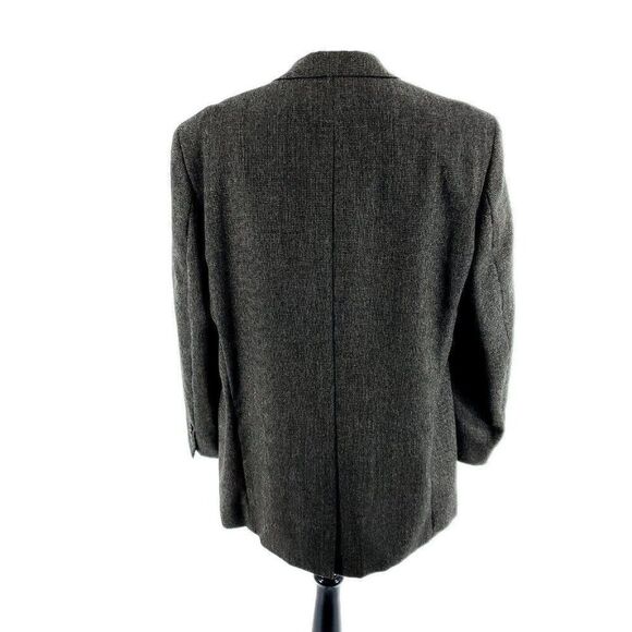 Chaps Ralph Lauren Tweed Wool Alpaca 2 Button Sport Coat 44L Black Tan Birdseye - Picture 5 of 11